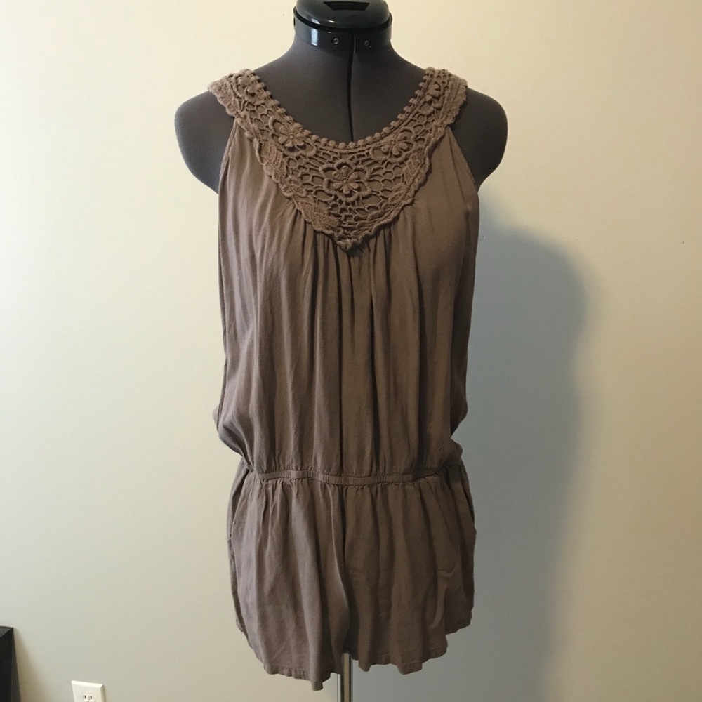 Tan short romper. Sleeveless